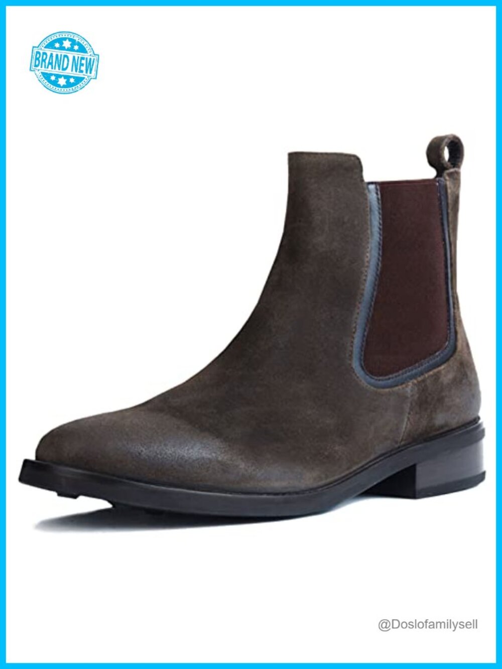 Women's Suede Chelsea Ankle Boots Round Toe Block Heel Work